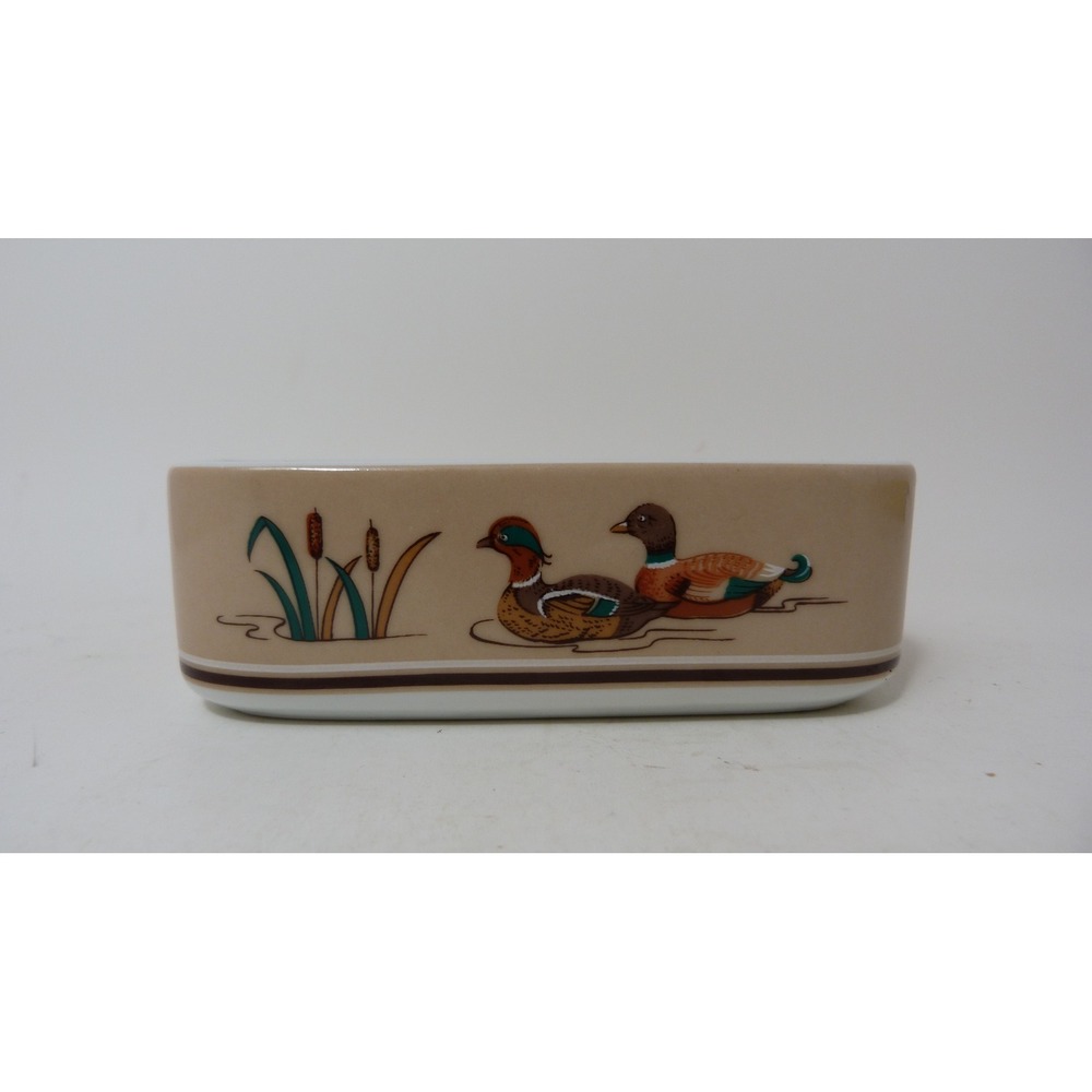 Andre Richard Wood Ducks Ceramic Soap Dish Japan Vintage Mallard Nature Decor